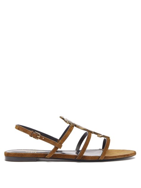 ysl brown sandal|saint laurent cassandra flat sandals.